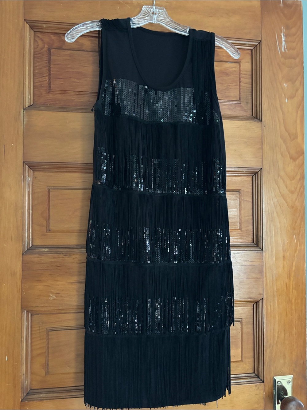 Black Sequin Fringe Midi Dress - Women